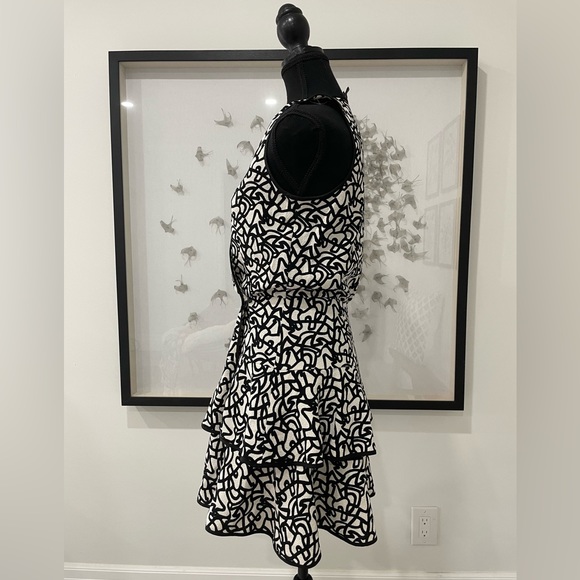 BANANA REPUBLIC Abstract Squiggly Print Flounce Dress SIZE 2 - Picture 4 of 7